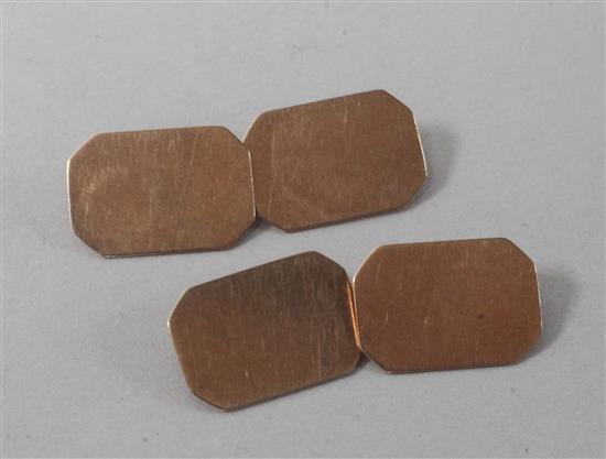 A pair of 1920s 9ct gold octagonal cufflinks,